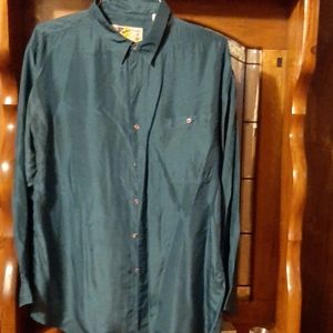 100% Silk Mens long sleeve dress shirt